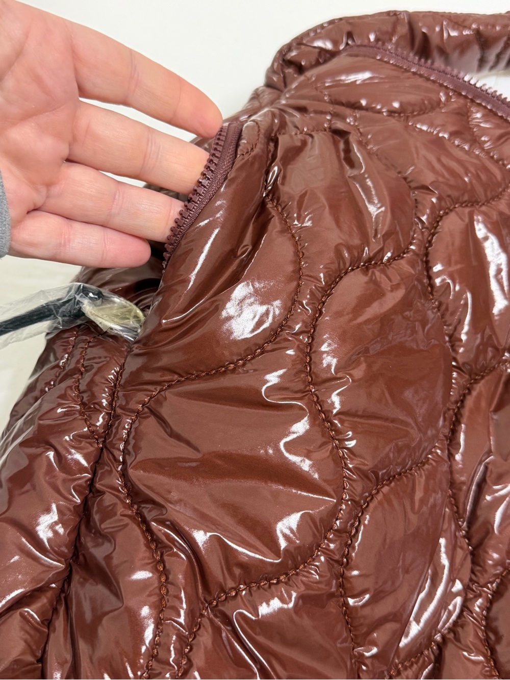 NWT FP Movement Surplus Shine Quilted Carryall Bag Nutshell Brown Puffer Tote - Picture 12 of 14